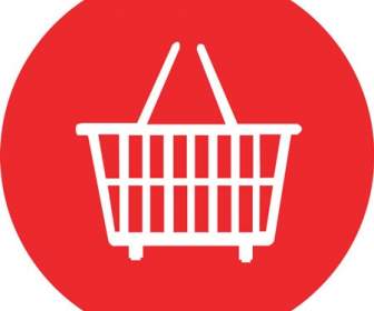 Latar Belakang Merah Supermarket Ikon Keranjang Belanja