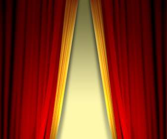 red curtain psd layered material