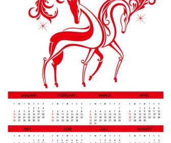 красный двойной олень календарь