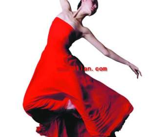 赤いドレスの女性ダンサー