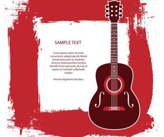Fondo De Guitarra De Tinta Roja