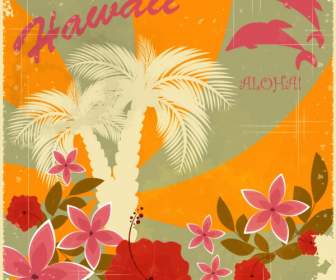 Retro Background Of Palm Tree Silhouette