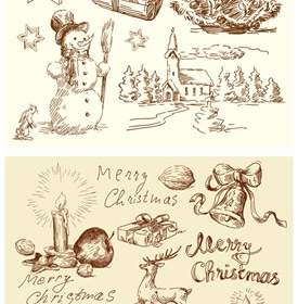 Retro-Weihnachten-Illustrationen
