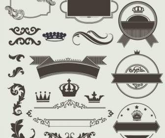 Retro Diseño Del Patrón De La Etiqueta De La Corona