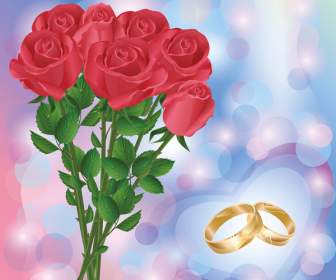Bouquet Romantico Del Vettore Di Fiori Rosa