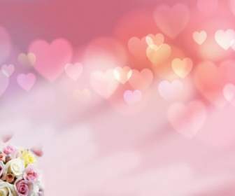 ความรักดอกกุหลาบสีชมพูพื้นหลังวัสดุ Psd