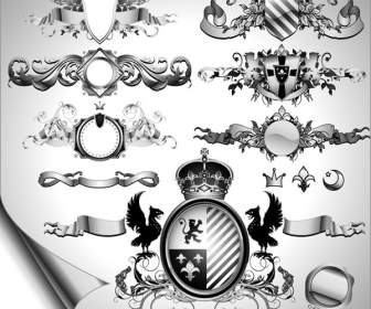 Königliche Schwarz-weiß Textur Wappen Muster