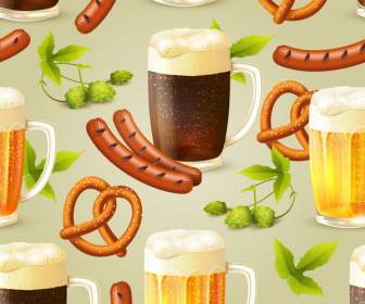 Sausage And Beer Seamless Background