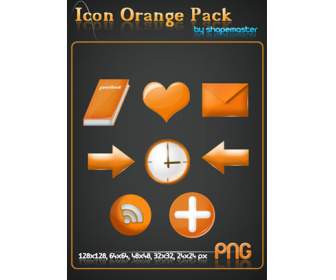 橙色的 Web 设计图标 Png 一套