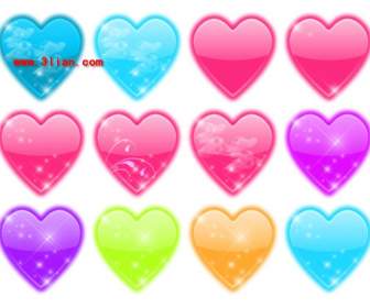 shining crystal heart png icons