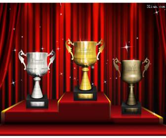Silver Bronze Trophy Psd Layered Templates