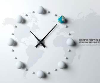 Simple Business Earth Clock Psd Layered Material