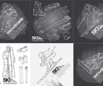 orang-orang Ski dan peralatan ski