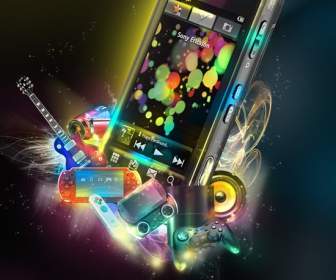 sony ericsson mobile phone psd layered material