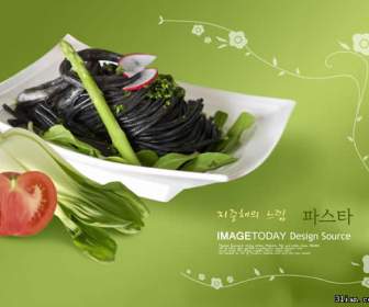 south korean black noodle psd material