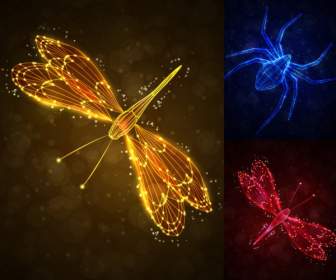 Laba-laba Web Impian Efek Cahaya Serangga Ilustrasi