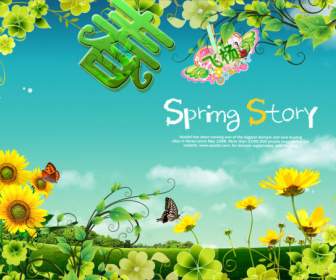 Spring Fly Spring Poster Psd Layered Material