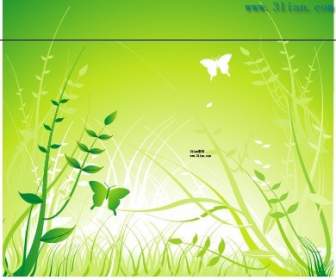 Bahar Yeşil Desenli Kelebekler