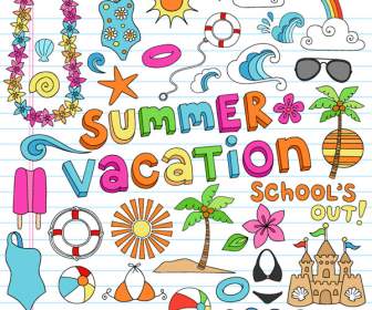 Summer Vacation Cartoon Elements