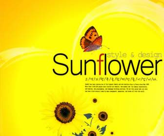 Sonnenblume Rustikal Bemalte Psd-Vorlage