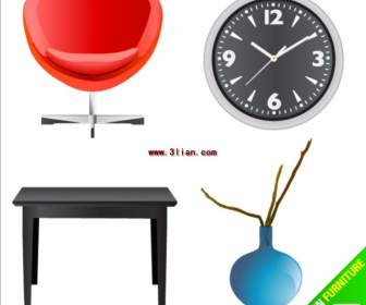テーブルと椅子の時計や花瓶