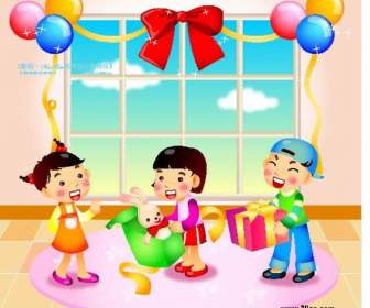 Drei Kinder S Cartoon-Figur