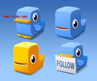 Three Dimensional Cartoon Bird Icon Twitter Icons