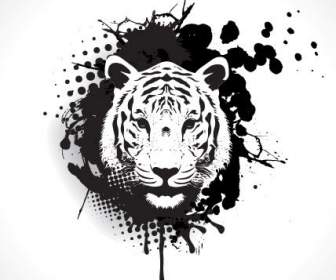 Harimau Garis Pola Semprot Tinta