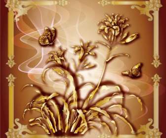 Lukisan Cina Tradisional Realistis Bunga Dan Kupu-kupu