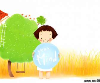 дерево мультфильм малыша Psd материал