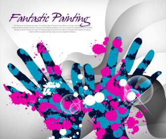 Trend Color Ink Hand Background Psd Layered Material