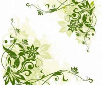 2 つの美しい緑の花のパターン