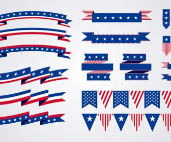 Amerika Serikat Elemen Menggantung Pita Dan Bendera