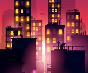 Urban Nightscape Silhouette