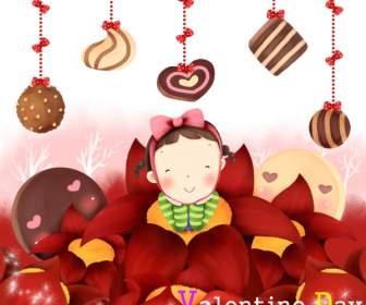valentine s day cartoon illustration style psd material