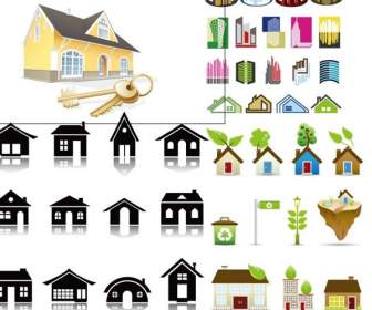 Variedade De ícones Arquitetônicos Do Material Casa
