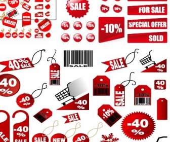 Variety Of Red Discount Tag Shopping Cart Bags