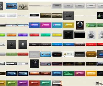 Variety Of Web Page Buttons Icons Template Psd Material