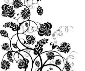 黒と白の花柄模様のベクトル