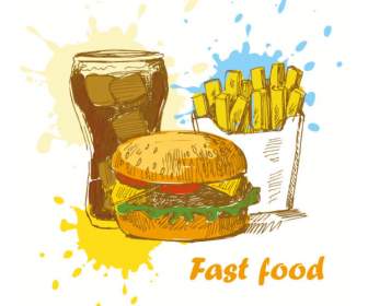 Makanan Cepat Saji Burger Vektor Ilustrasi