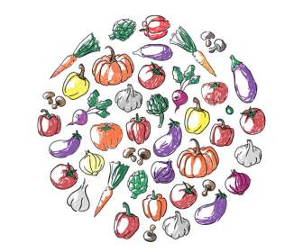 Gemüse, Kreisförmige Hintergrund Gemalt