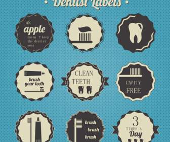 Etiquetas De Cuidado Dental Vintage