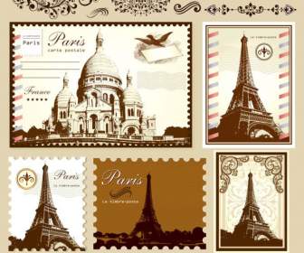 Vintage Timbre Tour Eiffel