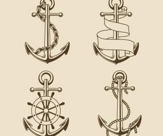 Vintage Hand Painted Anchors