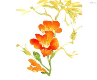 Watercolor Petunias Psd Material