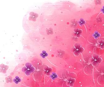Watercolor Romantic Four Leaf Flower Background Psd Material