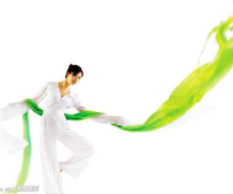 White Clad Dancing Girls Psd Material