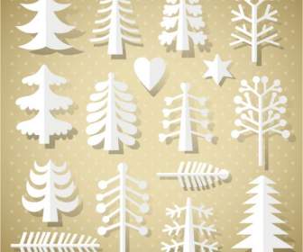 Kertas Putih Memotong Pohon Natal