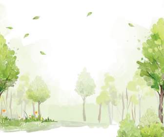Woods Watercolor Backgrounds Psd Material