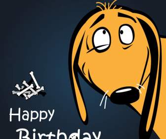 Sarı Bir Köpek Karikatür Doğum Günü Tebrik Kartı